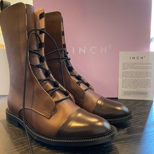 Inch 2 Leather Brogue Boots, Size 38 (US 7)